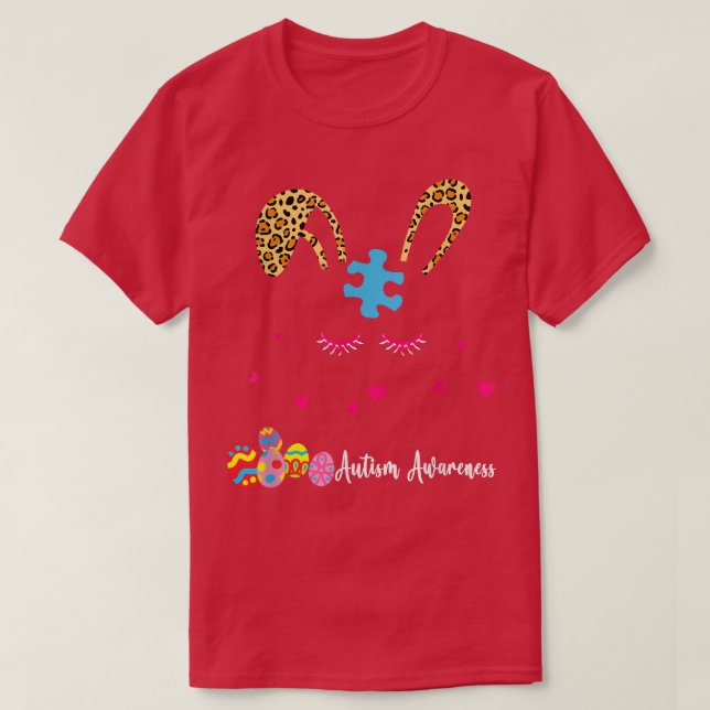 T-shirt Sensibilisation sur l'autisme Leopard Bunny  (Design devant)
