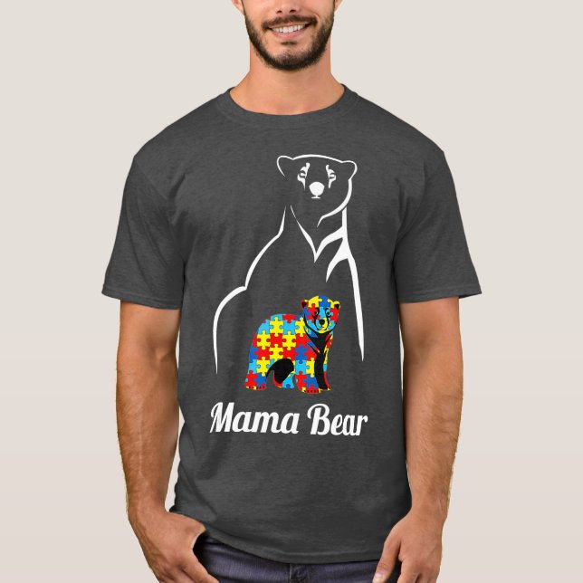 T-shirt Sensibilisation sur l'autisme Mama Ours Maman Sout (Devant)