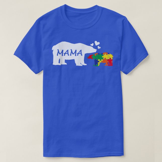 T-shirt Sensibilisation sur l'autisme Mama Ours Puzzle Piè (Design devant)