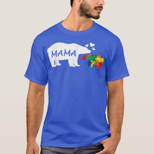 T-shirt Sensibilisation sur l'autisme Mama Ours Puzzle Piè