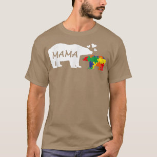 T-shirt Sensibilisation sur l'autisme Mama Ours Puzzle Piè