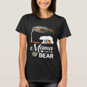 T-shirt Sensibilisation sur l'autisme Mama Soutien Ours Au