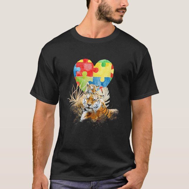 T-shirt Sensibilisation sur l'autisme maman tigre avec béb (Devant)