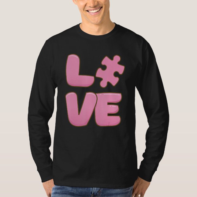 T-shirt Sensibilisation sur l'autisme mignonne Amour Puzzl (Devant)