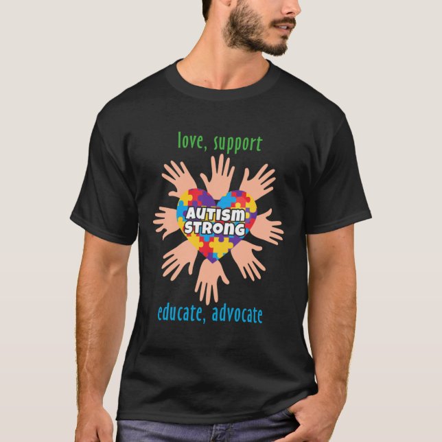 T-shirt Sensibilisation sur l'autisme Mois Amour Support E (Devant)
