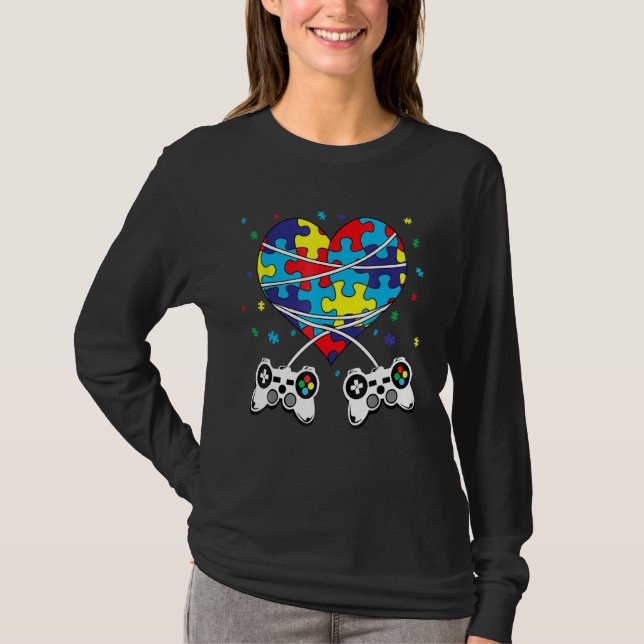 T-shirt Sensibilisation sur l'autisme Mois Jour Puzzle Jeu (Devant)