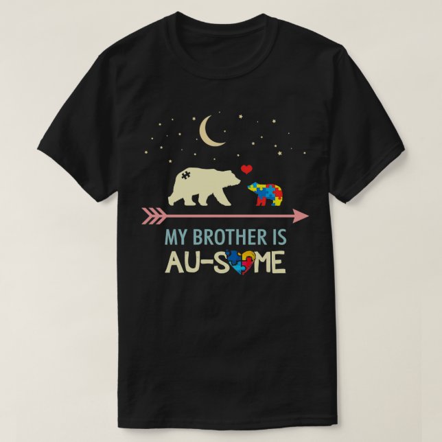 T-shirt Sensibilisation sur l'autisme Mon frère est AUSOME (Design devant)