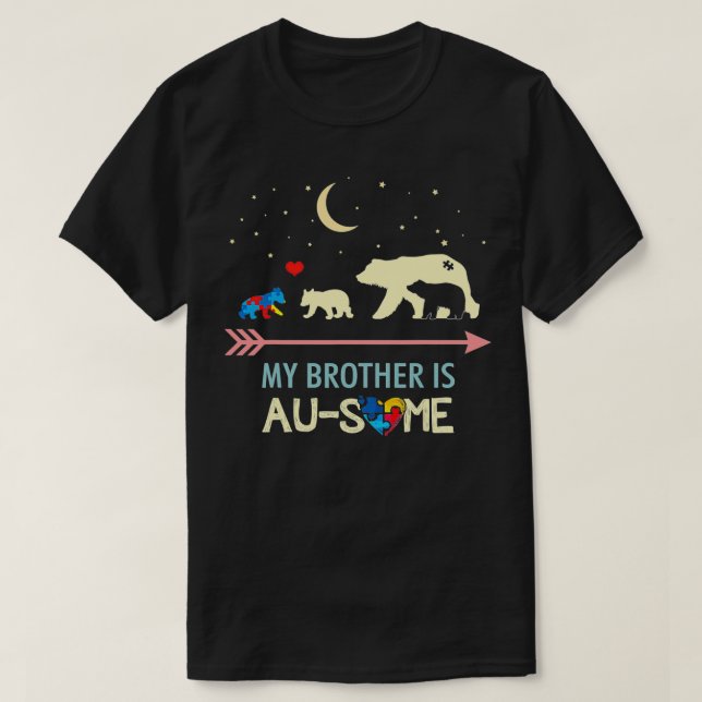 T-shirt Sensibilisation sur l'autisme Mon frère est AUSOME (Design devant)