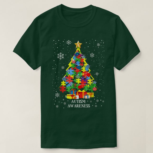 T-shirt Sensibilisation sur l'autisme Noël Arbre de Noël C (Design devant)