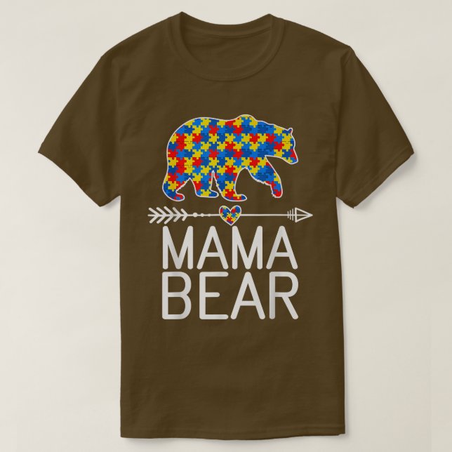 T-shirt Sensibilisation sur l'autisme Ours Mama Pièce de p (Design devant)