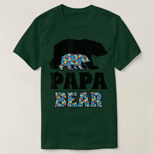 T-shirt Sensibilisation sur l'autisme Papa Bear (Design devant)