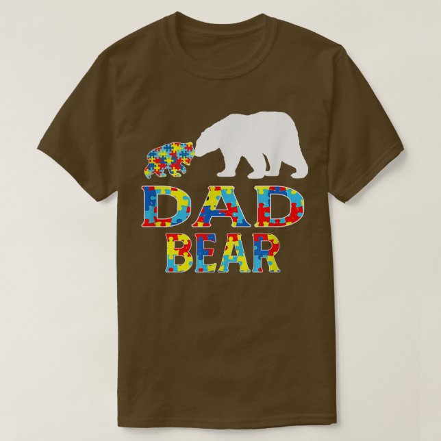 T-shirt Sensibilisation sur l'autisme Papa Soutien Ours Au (Design devant)