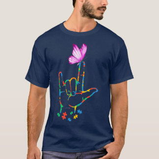 T-shirt Sensibilisation sur l'autisme papillon ASL Langue