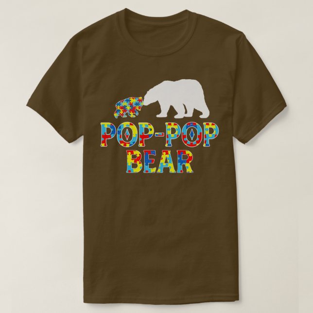 T-shirt Sensibilisation sur l'autisme Pop Pop Support Ours (Design devant)