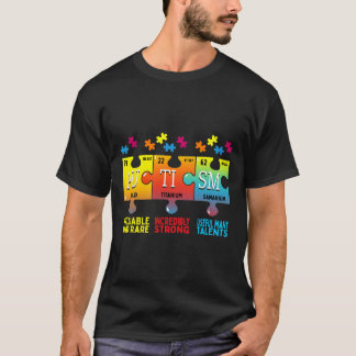 T-shirt Sensibilisation sur l'autisme Puzzle Éléments chim