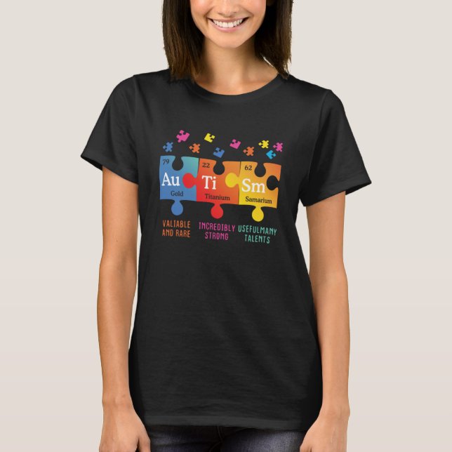 T-shirt Sensibilisation sur l'autisme Puzzle Éléments chim (Devant)