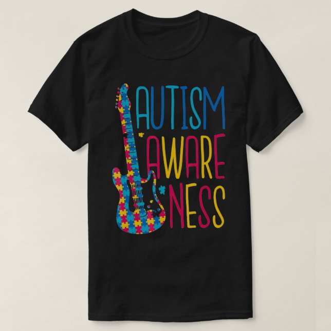 T-shirt Sensibilisation sur l'autisme Puzzle Guitare Suppo (Design devant)