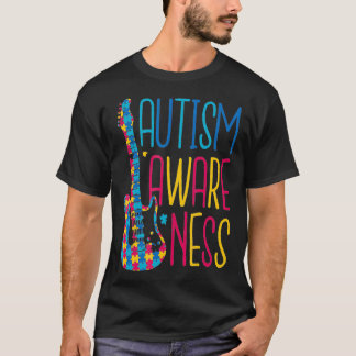 T-shirt Sensibilisation sur l'autisme Puzzle Guitare Suppo