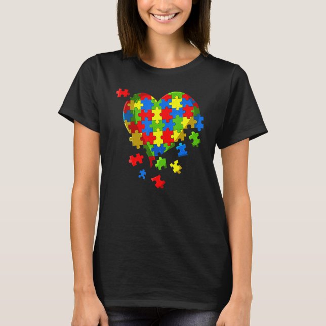 T-shirt Sensibilisation sur l'autisme Puzzle Heart Be Kind (Devant)