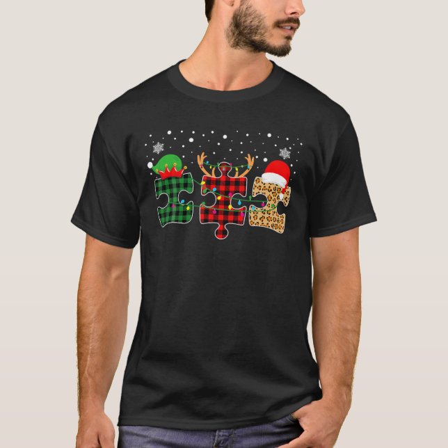 T-shirt Sensibilisation sur l'autisme Puzzle Noël Autistic (Devant)
