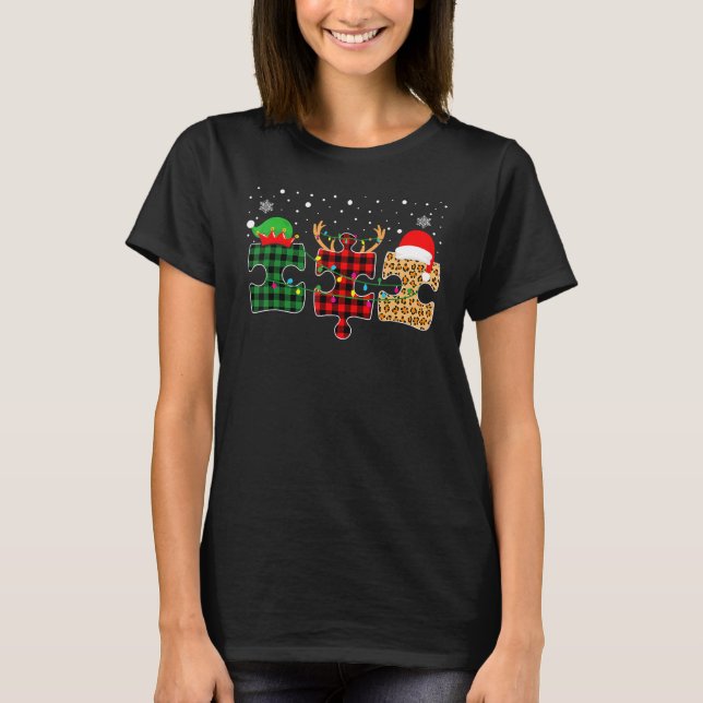 T-shirt Sensibilisation sur l'autisme Puzzle Noël Autistiq (Devant)