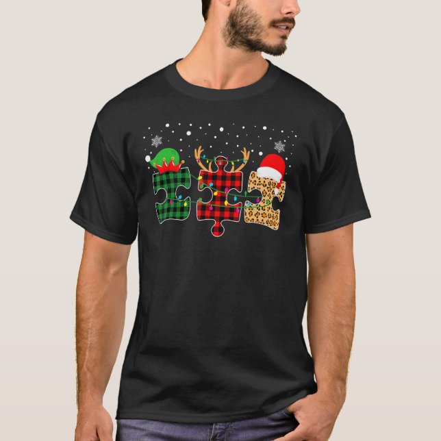 T-shirt Sensibilisation sur l'autisme Puzzle Noël Autistiq (Devant)