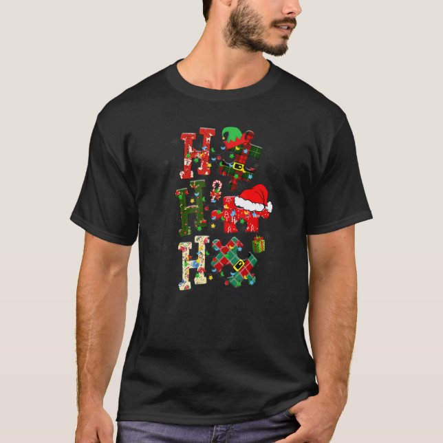 T-shirt Sensibilisation sur l'autisme Puzzle Noël Hohoho A (Devant)