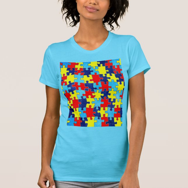 T-shirt Sensibilisation sur l'autisme-Puzzle par Shirley T (Devant)