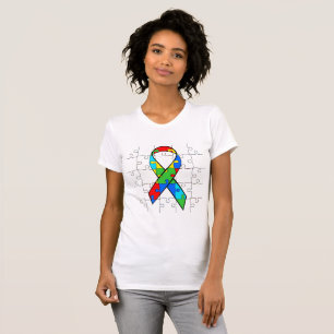 T-shirt Sensibilisation sur l'autisme Puzzle Pièces Ribbon
