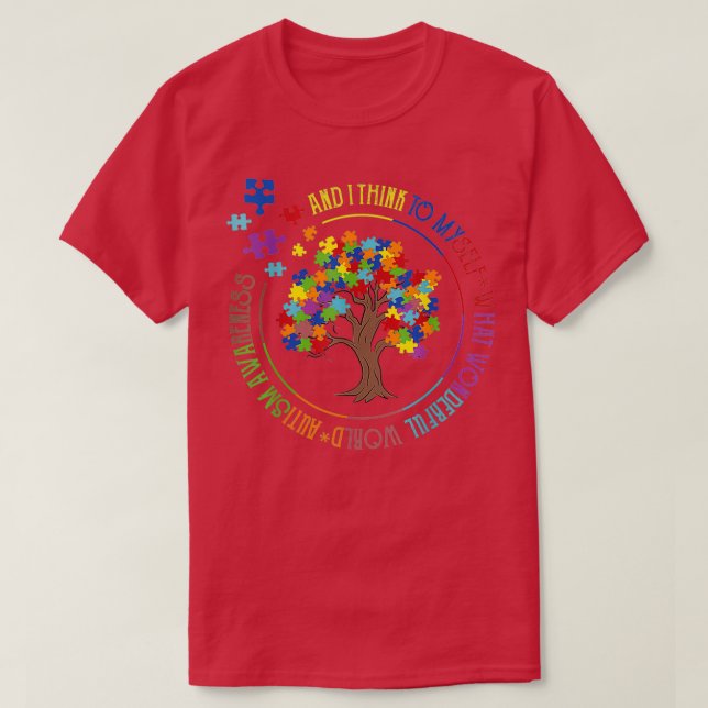 T-shirt Sensibilisation sur l'autisme Quel Monde Merveille (Design devant)