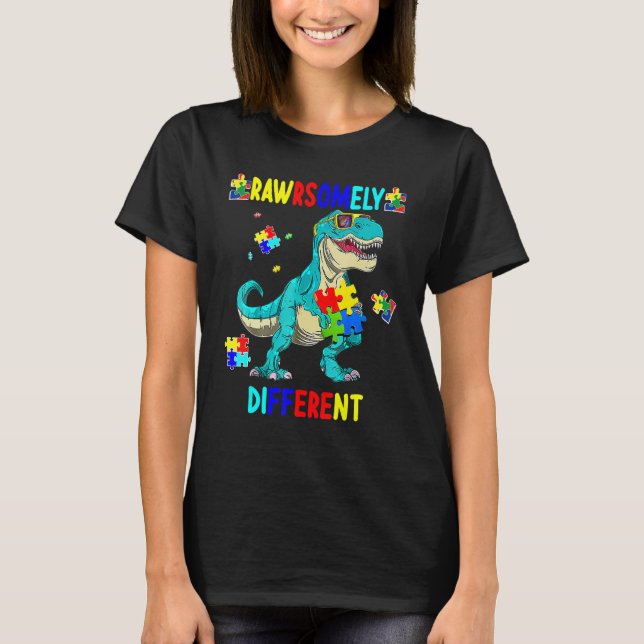 T-shirt Sensibilisation sur l'autisme Rawrsomement Différe (Devant)