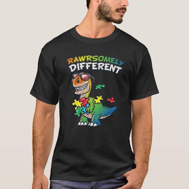 T-shirt Sensibilisation sur l'autisme Rawrsomement Différe (Devant)
