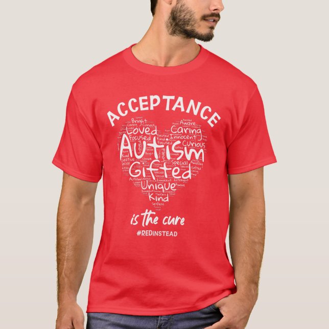 T-shirt Sensibilisation sur l'autisme Rouge Plutôt Autisme (Devant)