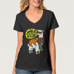 T-shirt Sensibilisation sur l'autisme Sloth Riding Lama Au