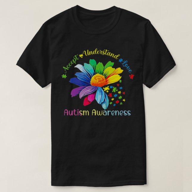 T-shirt Sensibilisation sur l'autisme Sunflower Accepter C (Design devant)