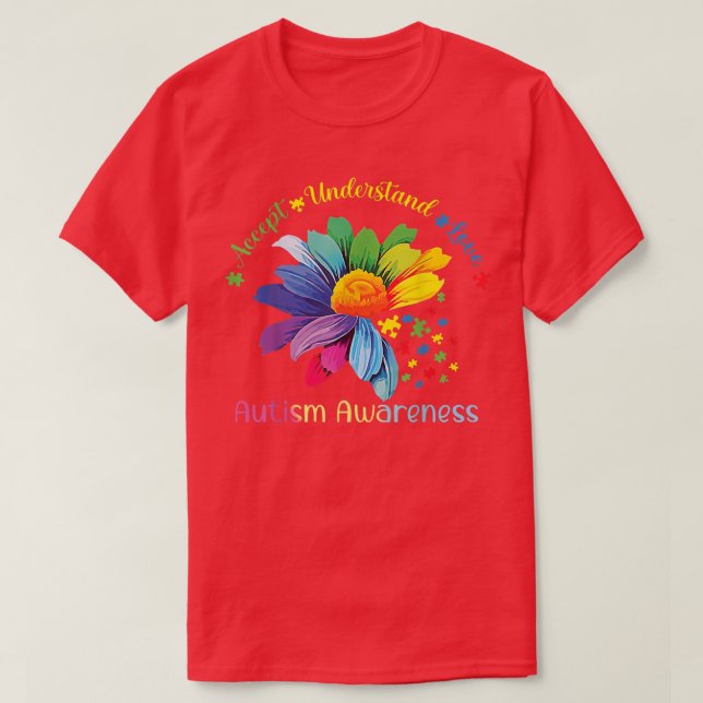 T-shirt Sensibilisation sur l'autisme Sunflower Accepter C (Design devant)