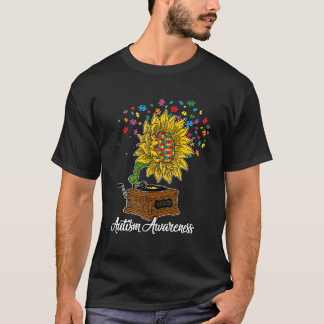 T-shirt Sensibilisation sur l'autisme Sunflower Music Box  (Devant)