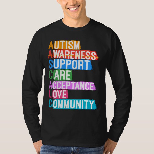 T-shirt Sensibilisation sur l'autisme Support Soins Accept (Devant)