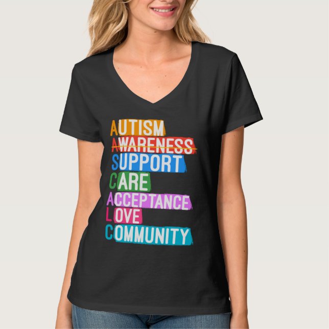 T-shirt Sensibilisation sur l'autisme Support Soins Accept (Devant)