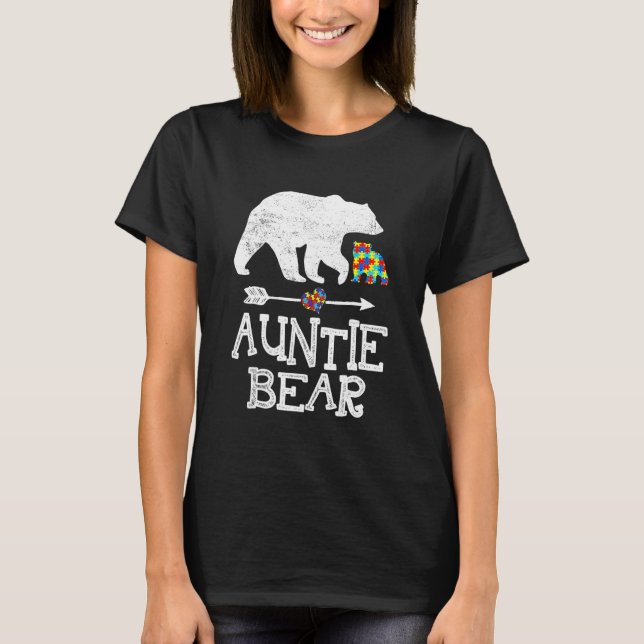 T-shirt Sensibilisation sur l'autisme Tante Ours Puzzle Pi (Devant)