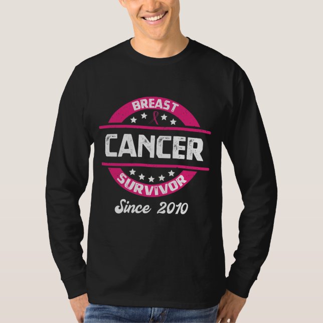 T-shirt Sensibilisation Survivant du cancer du sein depuis (Devant)