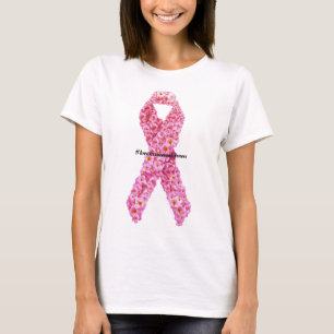 T-shirt #sensibilisationcancersein Ruban Rose de Fleurs de