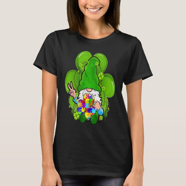 T-shirt Sensibilisations sur l'autisme Gnomes Shamrock Jou (Devant)