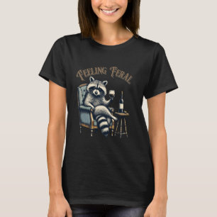 T-shirt Sentez Feral Raccoon Drôle Hommes Vintages Mème Fe