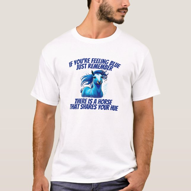 T-shirt Sentiment de bleu, Cheval (Devant)