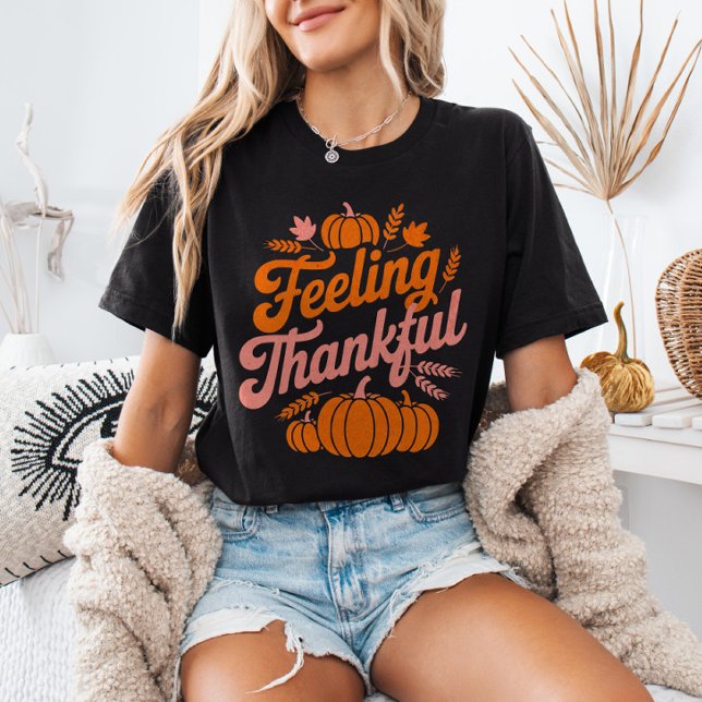 T-shirt Sentiment de Gratitude Feuilles d'Automne Citrouil (Créateur téléchargé)