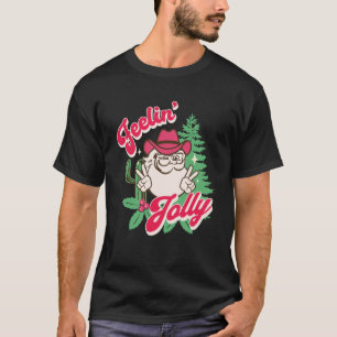 T-shirt Sentiment Jolly Cowboy Père Noël Retro Christmas P
