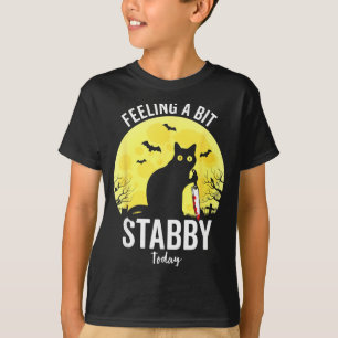 T-shirt Sentiment Un Peu Meurtrier Drôle Chat Noir Hallowe