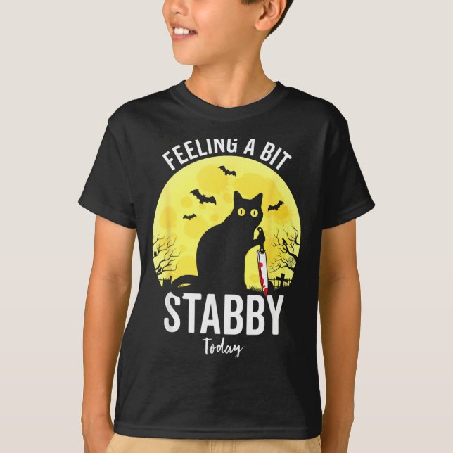 T-shirt Sentiment Un Peu Meurtrier Drôle Chat Noir Hallowe (Devant)