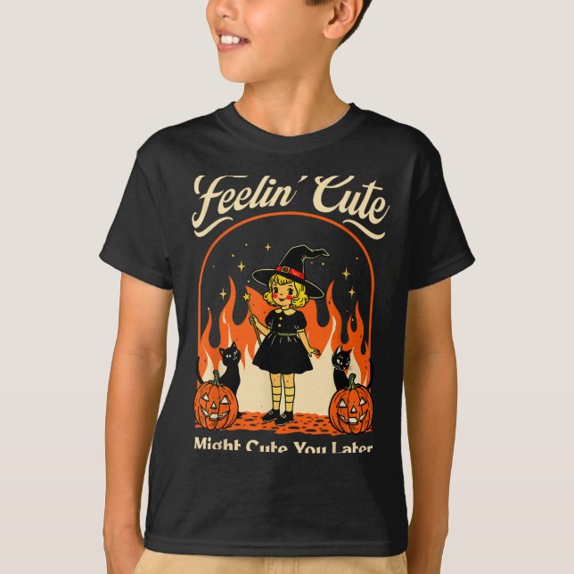 T-shirt Sentiments Mignons Peut Maudire Plus Tard Hallowee (Devant)
